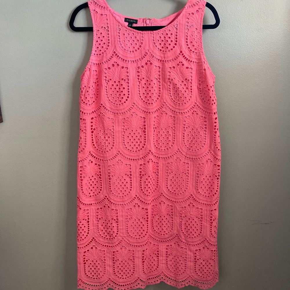 Talbots NWT Pink Pineapple Eyelet Dress